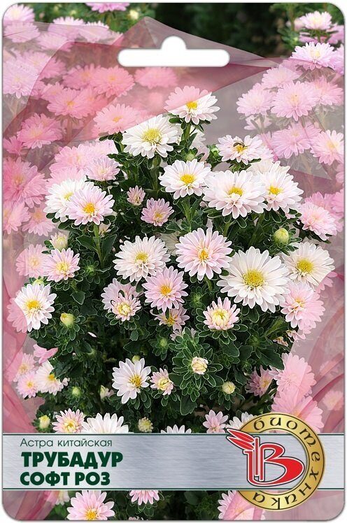 Астра Трубадур Софт Роз китайская однолетник  20шт (Биотехника)